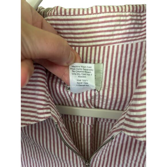 Garnet Hill Top 18 Red White‎ Stripe Zip Cotton Coastal Grandmillennial Preppy - Picture 4 of 5